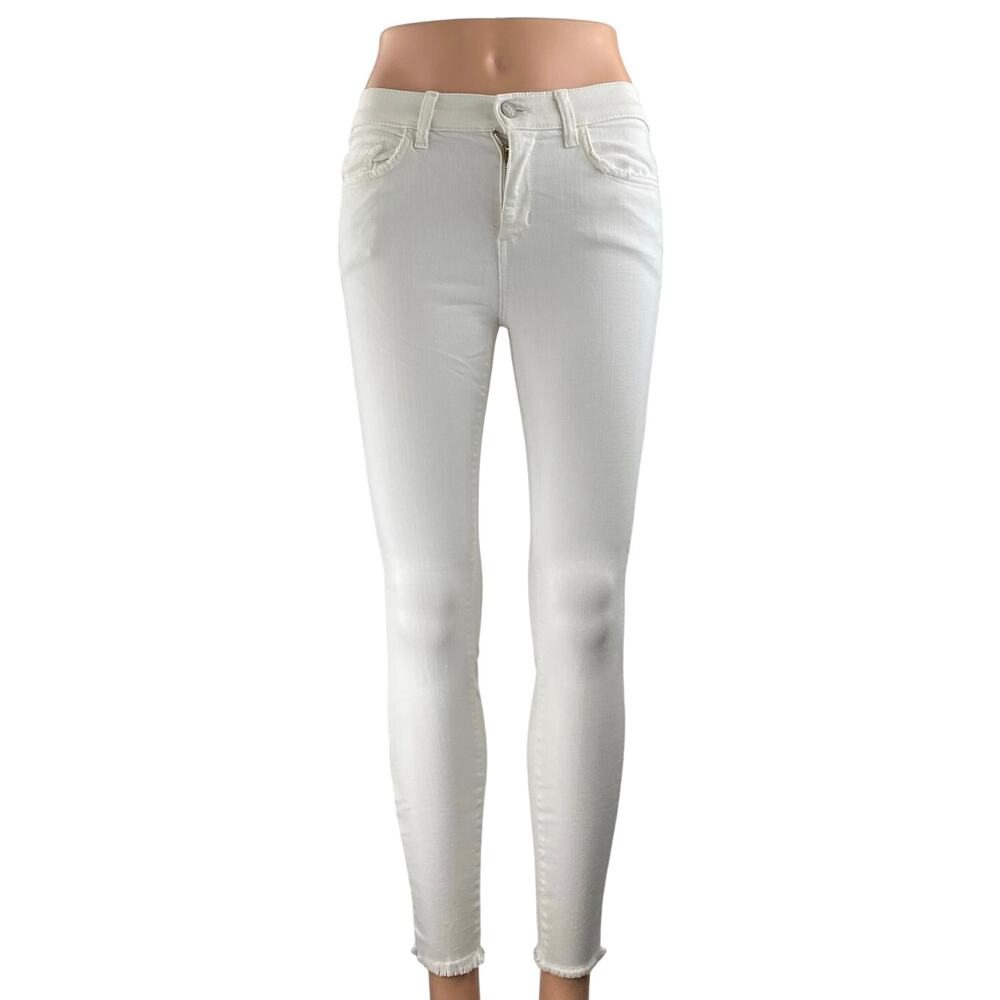 Siwy Women's White Mid Rise Frayed Raw Hem Skinny Leg Denim Jeans Pants Size 26